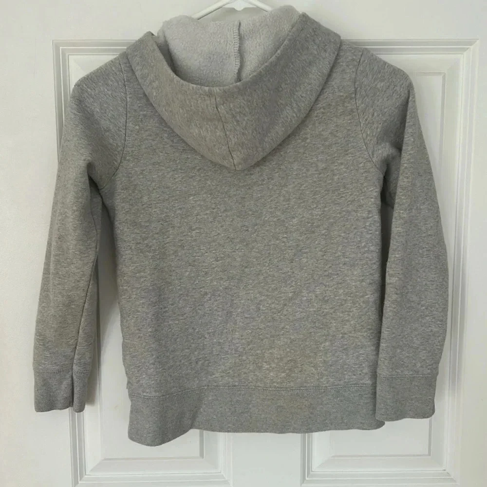 Gap kids gray hoodie sweatshirt size 8 medium pink lettering pullover